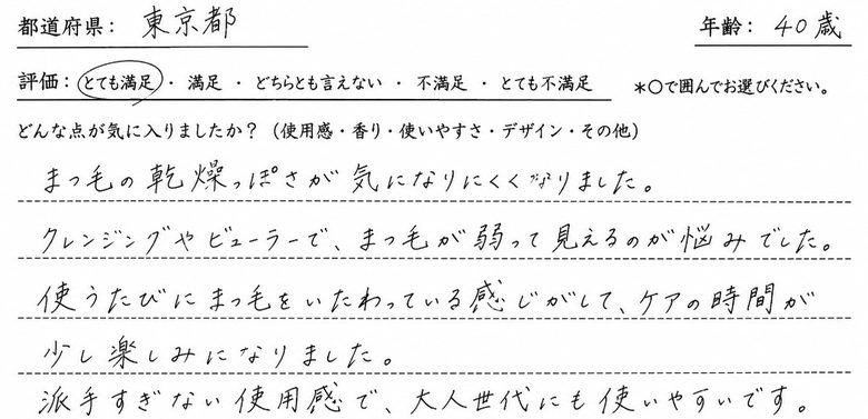 東京都・40歳のお客様アンケート（とても満足）